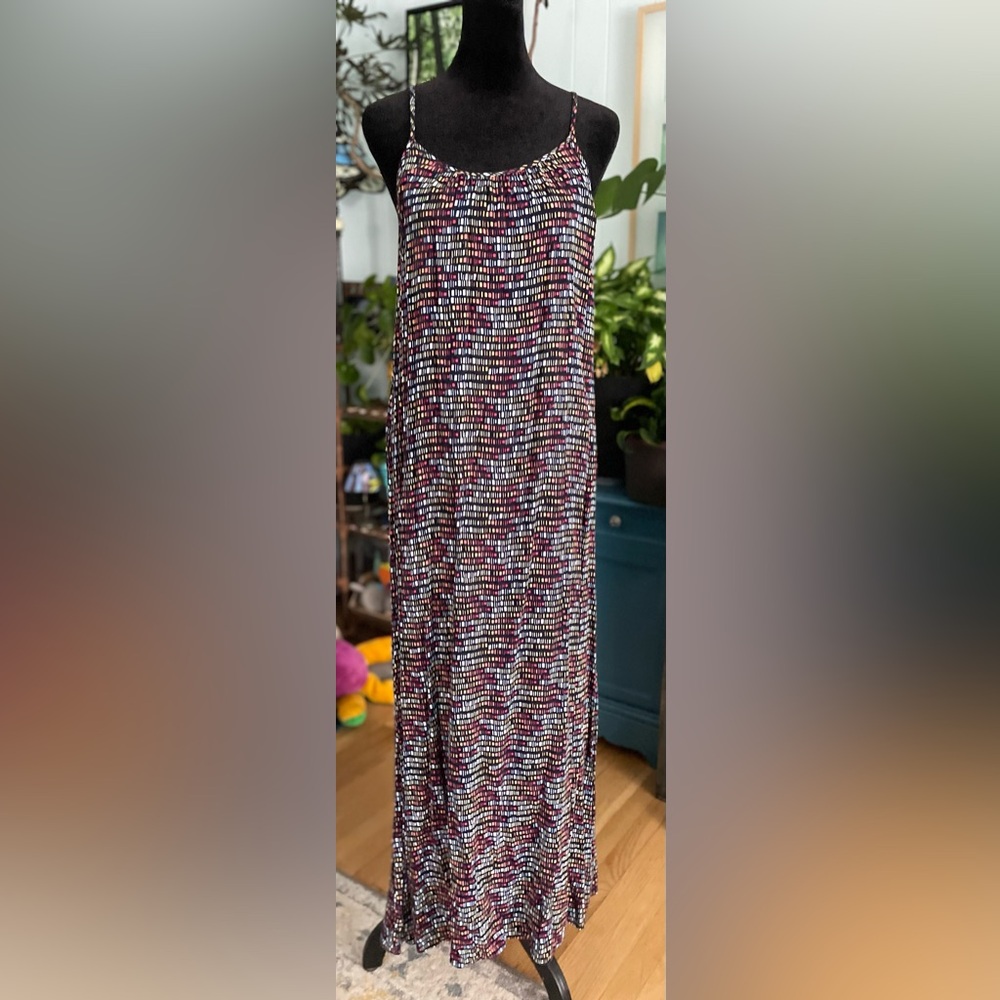 Navy & Multicolor "Mosaic" Printed Maxi Dress Size Medium